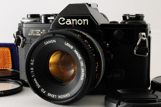 [Excellent] Canon AE-1 Black 35mm SLR Film Camera FD 50mm f1.8 S.C. Lens #347