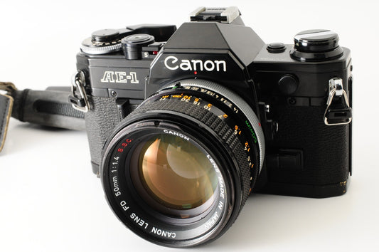 [Excellent] Canon AE-1 Black 35mm SLR Film Camera FD 50mm f1.4 S.S.C. Lens #345