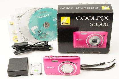 [MINT] Nikon Coolpix S3500 Pink Compact 20.0MP Digital Camera from Japan #137