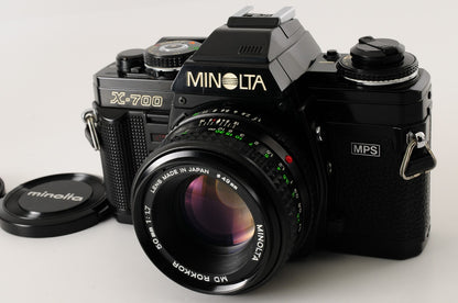 [Excellent] Minolta X-700 Black SLR Film Camera MD Rokkor 50mm f/1.7 Lens #362