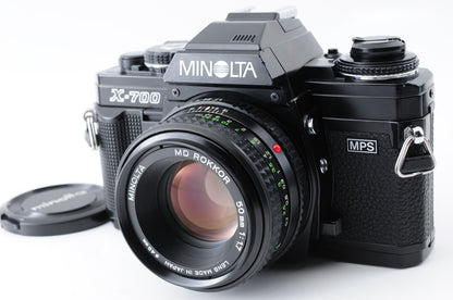 [Near MINT] Minolta X-700 Black SLR Film Camera MD Rokkor 50mm f/1.7 Lens #363
