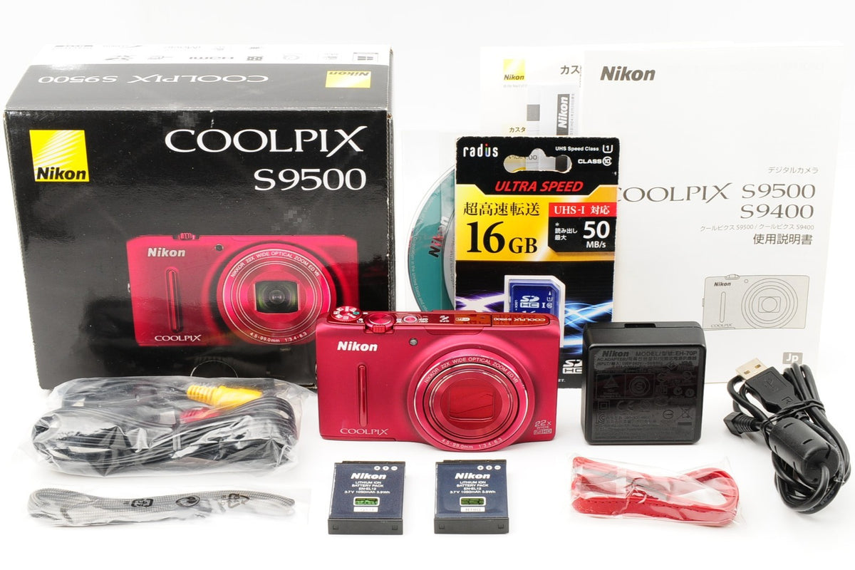 [MINT] Nikon CoolPix S9500 Red 18.1MP Digital Camera from Japan #114